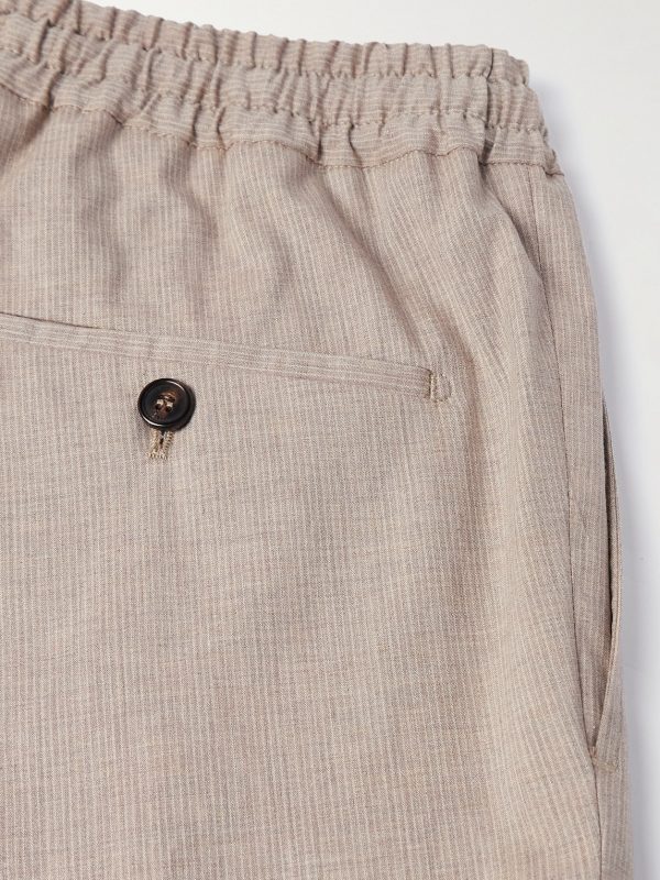 Venezia 1951 Slim-Fit Tapered Pleated Striped Cotton-Blend Trousers - CU Venezia 1951 Slim-Fit Tapered Pleated Striped Cotton-Blend Trousers - CU