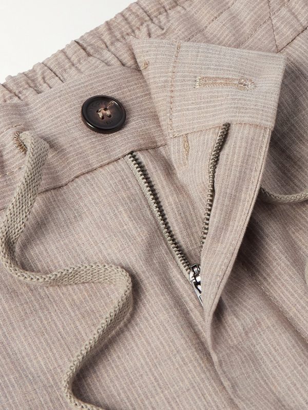 Venezia 1951 Slim-Fit Tapered Pleated Striped Cotton-Blend Trousers - E1 Venezia 1951 Slim-Fit Tapered Pleated Striped Cotton-Blend Trousers - E1