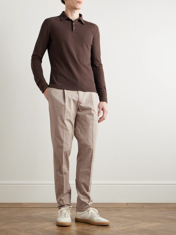 Venezia 1951 Slim-Fit Tapered Pleated Striped Cotton-Blend Trousers - OU Venezia 1951 Slim-Fit Tapered Pleated Striped Cotton-Blend Trousers - OU