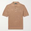 Slim-Fit Cable-Knit Linen and Cotton-Blend Polo Shirt Slim-Fit Cable-Knit Linen and Cotton-Blend Polo Shirt