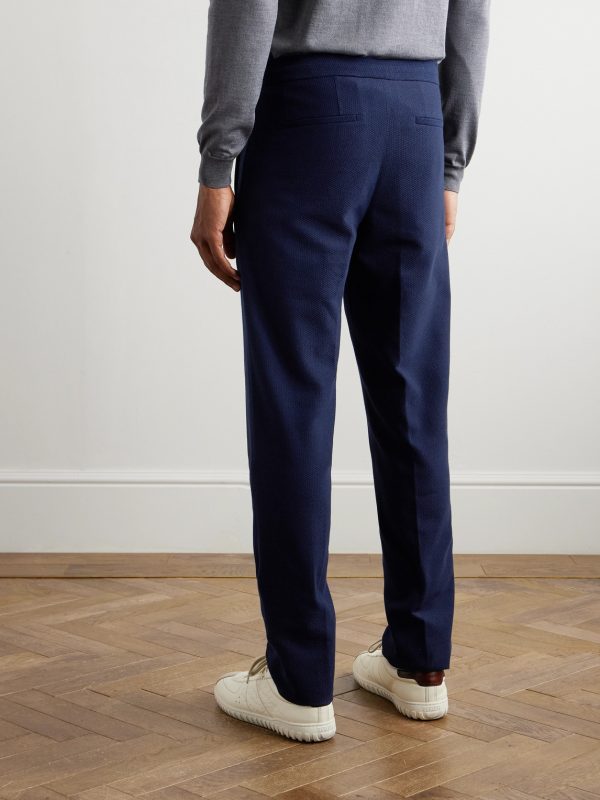 Zanone Slim-Fit Straight-Leg Pleated Cotton Trousers - BK