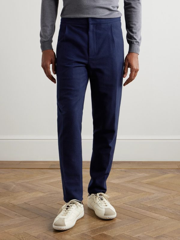 Zanone Slim-Fit Straight-Leg Pleated Cotton Trousers - FR