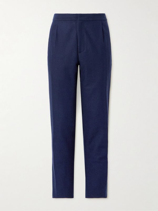 Zanone Slim-Fit Straight-Leg Pleated Cotton Trousers