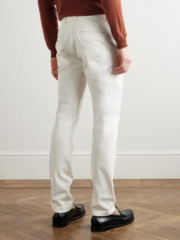 Slim-Fit Panama Stretch-Cotton Canvas Trousers - BK