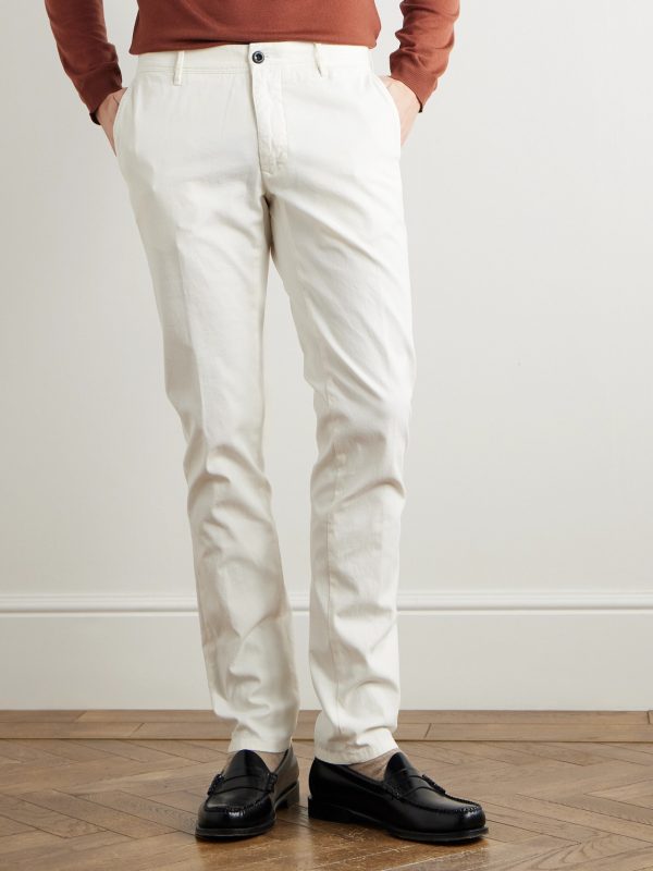 Slim-Fit Panama Stretch-Cotton Canvas Trousers - FR