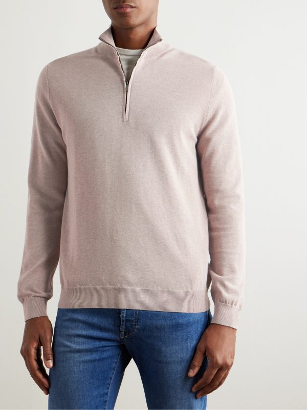 Zanone Slim-Fit Cotton Zip-Up Sweater - FR Zanone Slim-Fit Cotton Zip-Up Sweater - FR