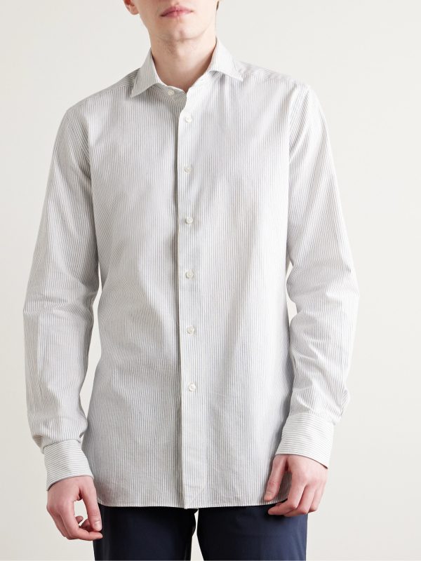 Glanshirt Slim-Fit Spread-Collar Striped Cotton Oxford Shirt - FR Glanshirt Slim-Fit Spread-Collar Striped Cotton Oxford Shirt - FR
