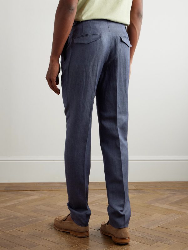 Venezia 1951 Tapered Pleated Linen, Wool and Silk-Blend Trousers - BK Venezia 1951 Tapered Pleated Linen, Wool and Silk-Blend Trousers - BK