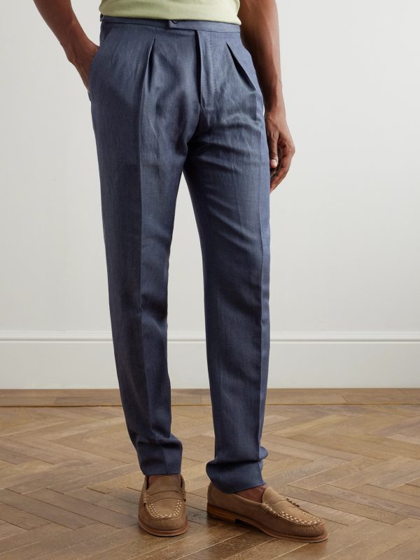Venezia 1951 Tapered Pleated Linen, Wool and Silk-Blend Trousers - FR Venezia 1951 Tapered Pleated Linen, Wool and Silk-Blend Trousers - FR