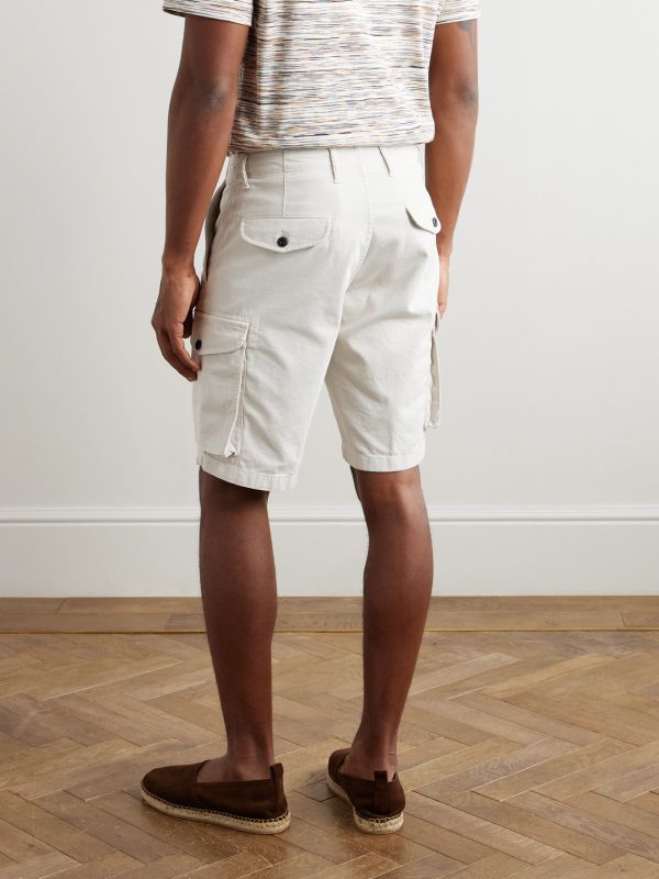 Straight-Leg Textured Cotton-Blend Cargo Shorts - BK