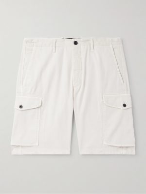 Straight-Leg Textured Cotton-Blend Cargo Shorts