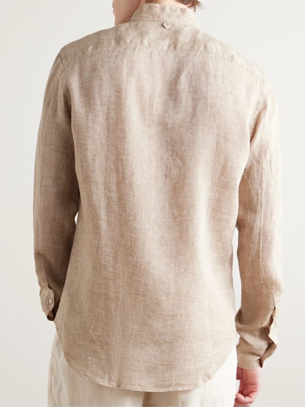 Glanshirt Grandad-Collar Linen Shirt - BK Glanshirt Grandad-Collar Linen Shirt - BK