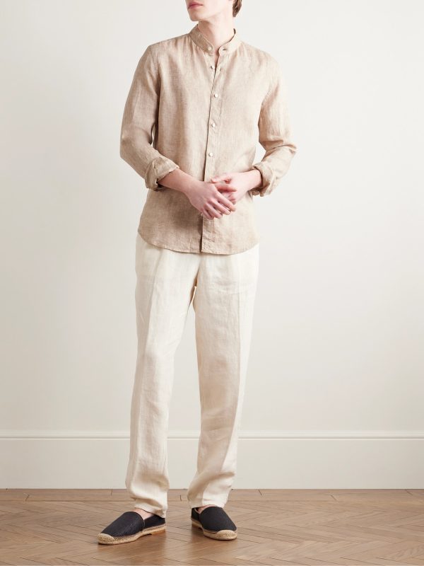Glanshirt Grandad-Collar Linen Shirt - OU Glanshirt Grandad-Collar Linen Shirt - OU