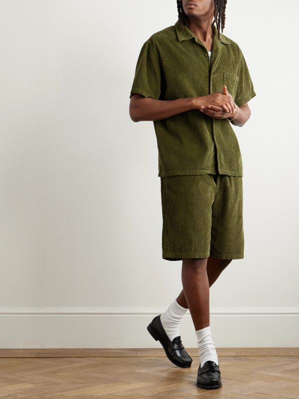 Wide-Leg Cotton-Corduroy Utility Shorts - OU Wide-Leg Cotton-Corduroy Utility Shorts - OU