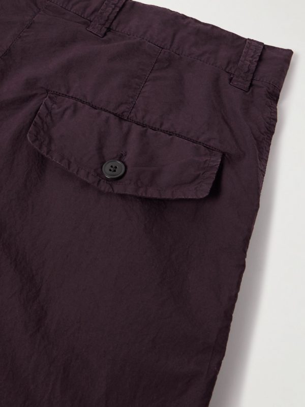 Wide-Leg Garment-Dyed Cotton-Poplin Cargo Trousers - CU