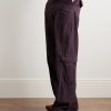 Wide-Leg Garment-Dyed Cotton-Poplin Cargo Trousers - FR