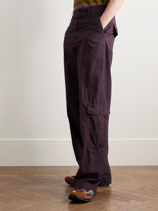 Wide-Leg Garment-Dyed Cotton-Poplin Cargo Trousers - FR