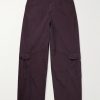 Wide-Leg Garment-Dyed Cotton-Poplin Cargo Trousers