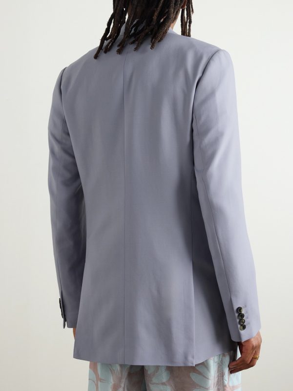 Slim-Fit Double-Breasted Wool and Mohair-Blend Blazer - BK Slim-Fit Double-Breasted Wool and Mohair-Blend Blazer - BK