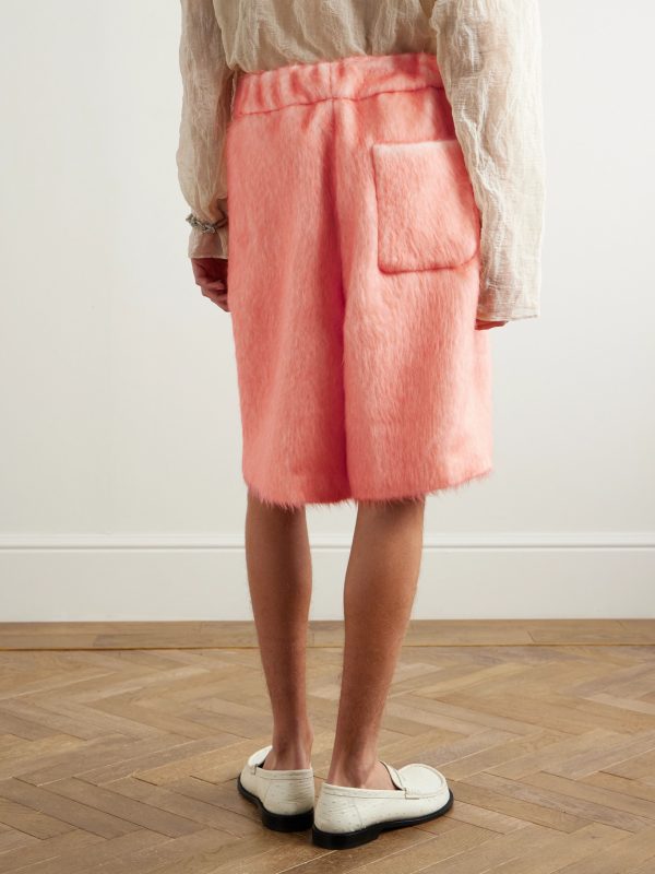 Wide-Leg Pleated Brushed Alpaca and Wool-Blend Shorts - BK Wide-Leg Pleated Brushed Alpaca and Wool-Blend Shorts - BK