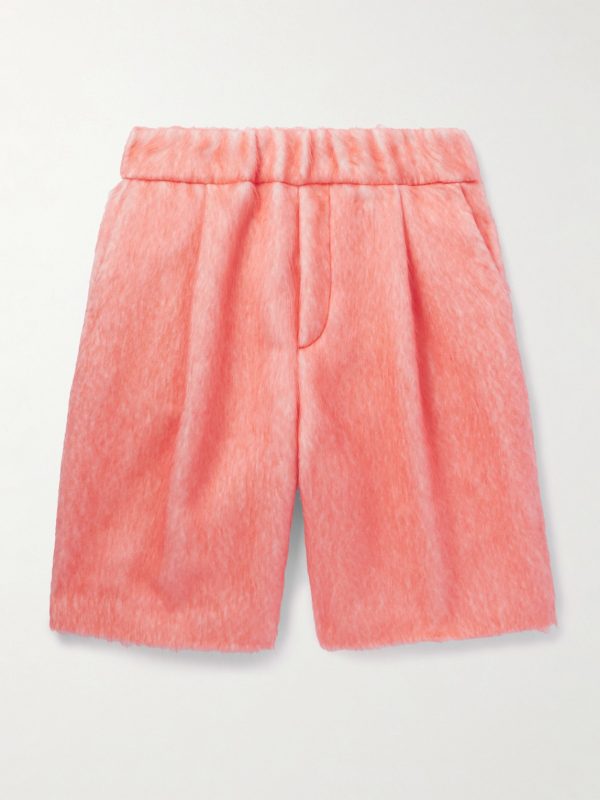 Wide-Leg Pleated Brushed Alpaca and Wool-Blend Shorts Wide-Leg Pleated Brushed Alpaca and Wool-Blend Shorts