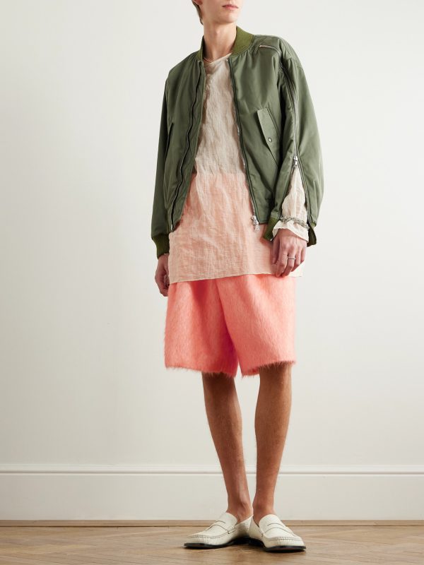 Wide-Leg Pleated Brushed Alpaca and Wool-Blend Shorts - OU Wide-Leg Pleated Brushed Alpaca and Wool-Blend Shorts - OU