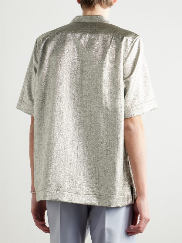Camp-Collar Lamé Shirt - BK