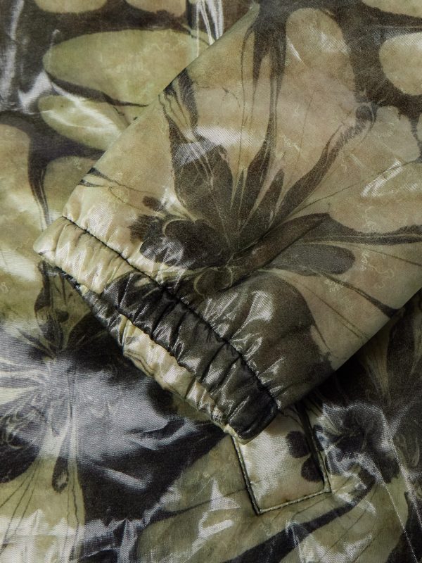 Padded Floral-Print Organza Coach Jacket - E1