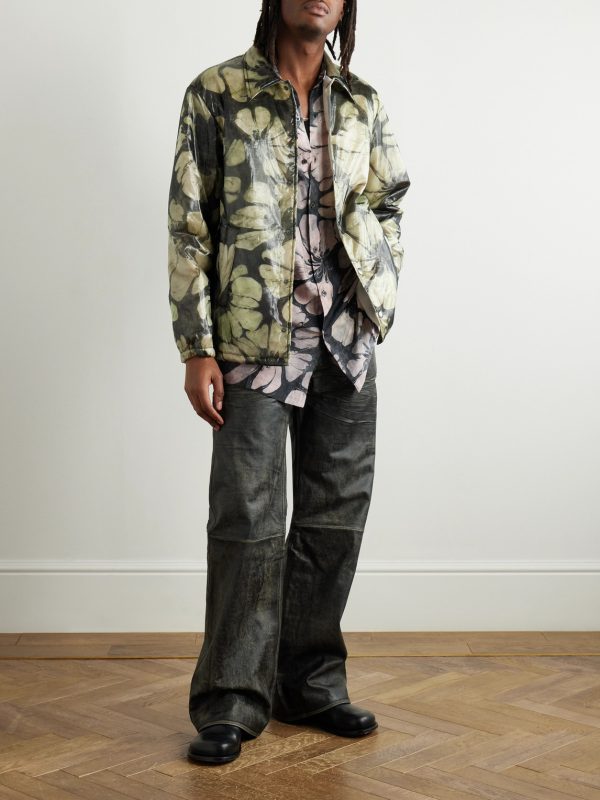 Padded Floral-Print Organza Coach Jacket - OU