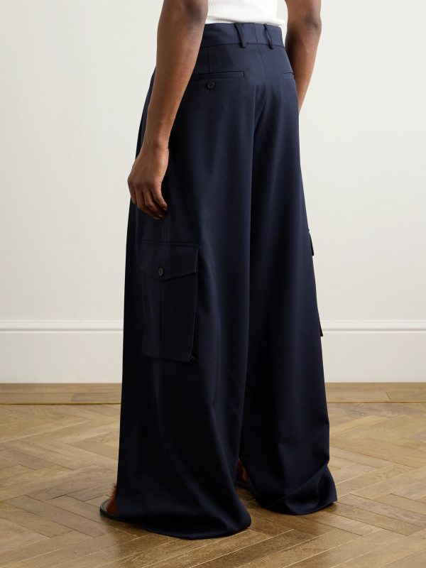 Wide-Leg Pleated Wool-Twill Cargo Trousers - BK Wide-Leg Pleated Wool-Twill Cargo Trousers - BK