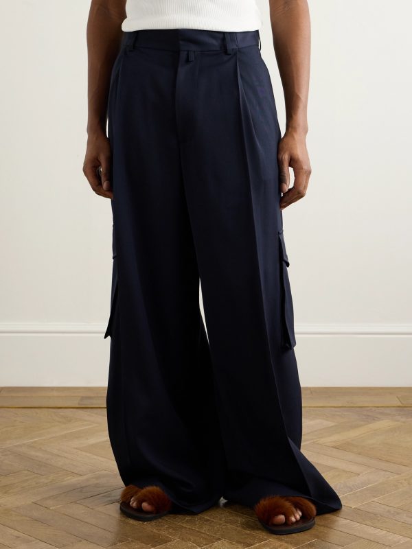 Wide-Leg Pleated Wool-Twill Cargo Trousers - FR Wide-Leg Pleated Wool-Twill Cargo Trousers - FR