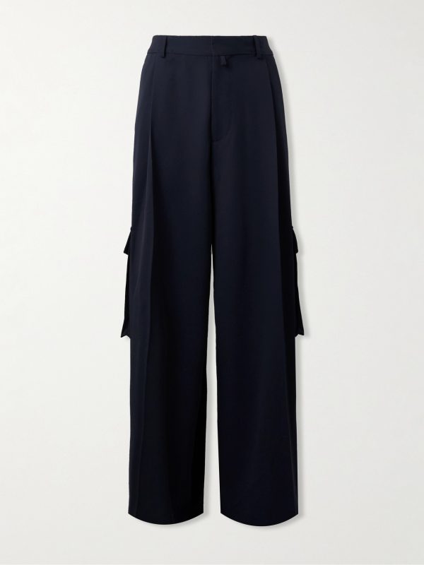 Wide-Leg Pleated Wool-Twill Cargo Trousers Wide-Leg Pleated Wool-Twill Cargo Trousers