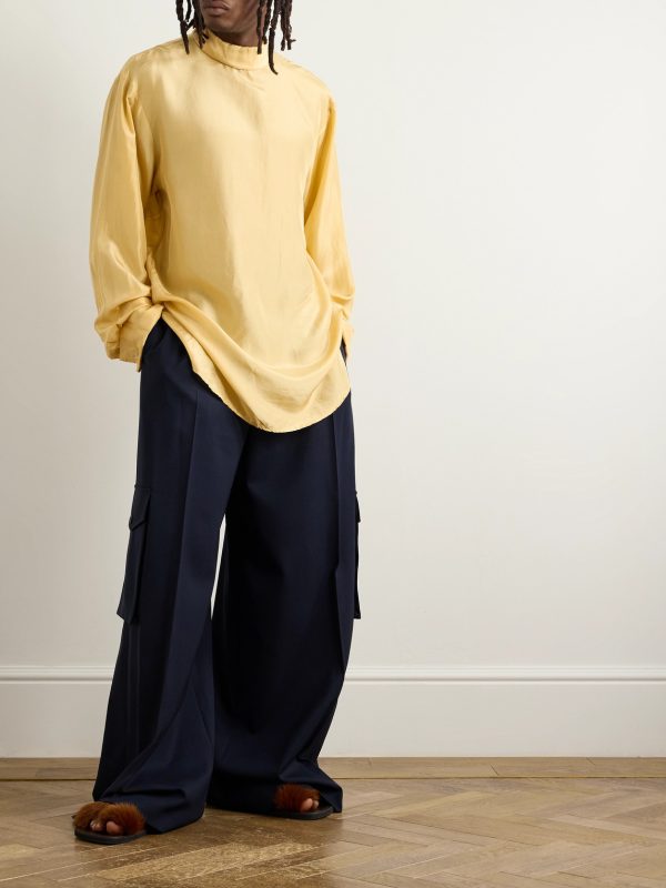 Wide-Leg Pleated Wool-Twill Cargo Trousers - OU Wide-Leg Pleated Wool-Twill Cargo Trousers - OU