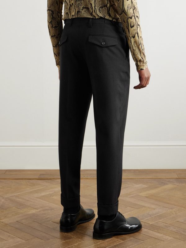 Slim-Fit Straight-Leg Wool Trousers - BK