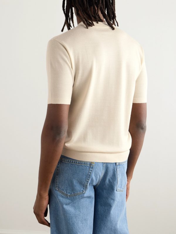 Slim-Fit Merino Wool Polo Shirt - BK Slim-Fit Merino Wool Polo Shirt - BK
