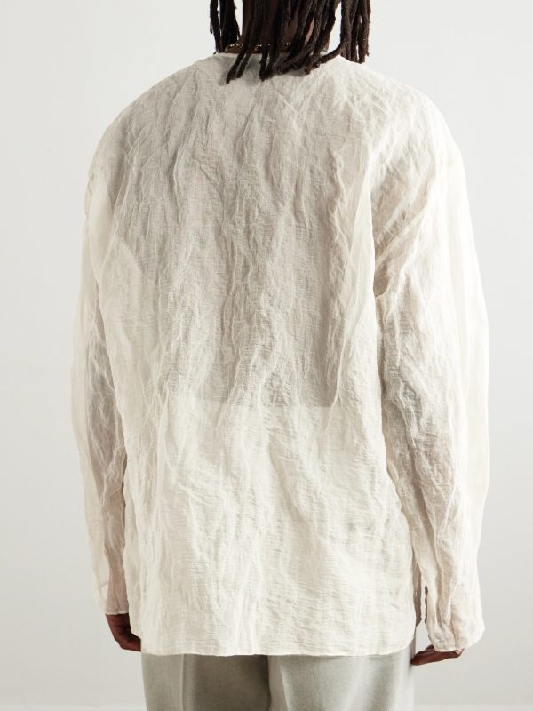 Oversized Metallic Crinkled Cotton-Blend T-Shirt - BK Oversized Metallic Crinkled Cotton-Blend T-Shirt - BK