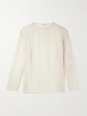 Oversized Metallic Crinkled Cotton-Blend T-Shirt