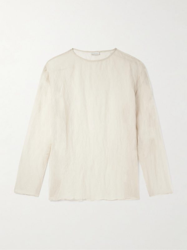 Oversized Metallic Crinkled Cotton-Blend T-Shirt Oversized Metallic Crinkled Cotton-Blend T-Shirt