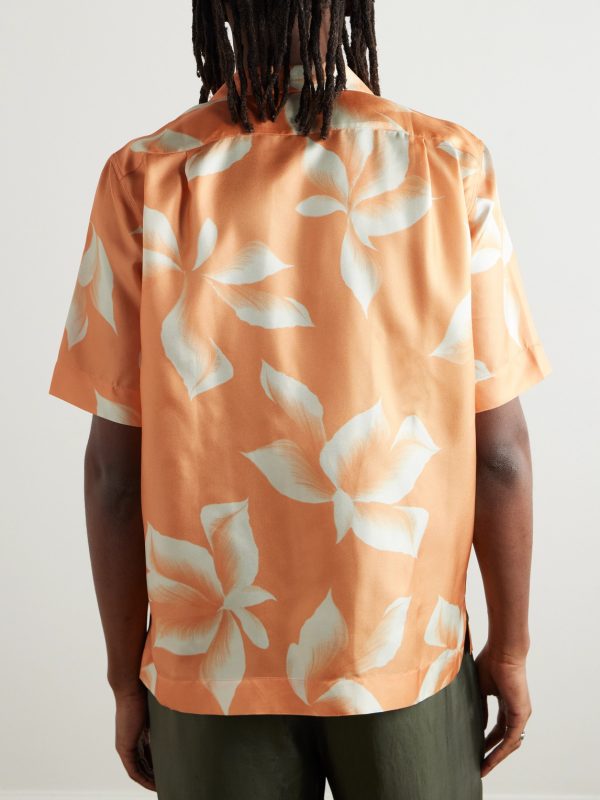 Camp-Collar Floral-Print Silk-Twill Shirt - BK