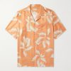 Camp-Collar Floral-Print Silk-Twill Shirt