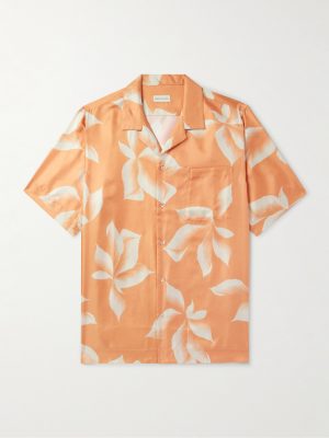 Camp-Collar Floral-Print Silk-Twill Shirt Camp-Collar Floral-Print Silk-Twill Shirt