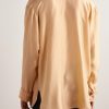 Silk-Satin Half-Placket Shirt - BK