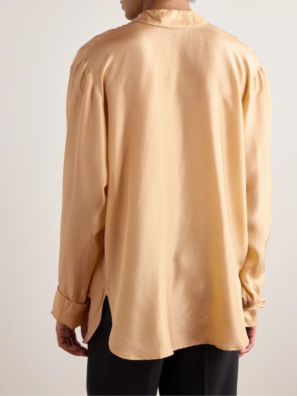 Silk-Satin Half-Placket Shirt - BK