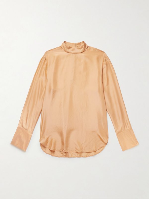 Silk-Satin Half-Placket Shirt