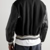 + RSVP GALLERY Logo-Appliquéd Leather-Trimmed Wool-Blend Felt Varsity Jacket - BK + RSVP GALLERY Logo-Appliquéd Leather-Trimmed Wool-Blend Felt Varsity Jacket - BK