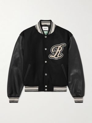 + RSVP GALLERY Logo-Appliquéd Leather-Trimmed Wool-Blend Felt Varsity Jacket + RSVP GALLERY Logo-Appliquéd Leather-Trimmed Wool-Blend Felt Varsity Jacket