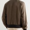 Leather-Trimmed Lyocell-Twill Bomber Jacket - BK Leather-Trimmed Lyocell-Twill Bomber Jacket - BK