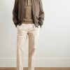 Leather-Trimmed Lyocell-Twill Bomber Jacket - OU Leather-Trimmed Lyocell-Twill Bomber Jacket - OU