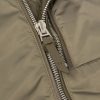 Padded Leather-Trimmed Satin Bomber Jacket - CU Padded Leather-Trimmed Satin Bomber Jacket - CU
