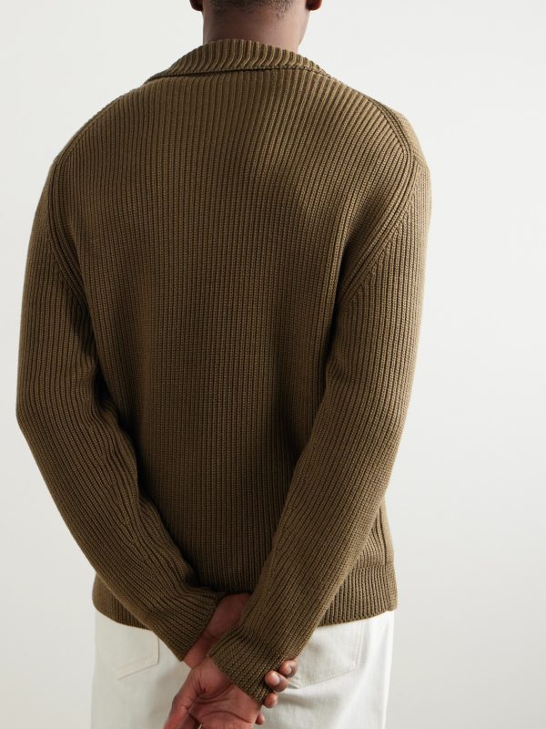 Shawl-Collar Ribbed Silk and Wool-Blend Cardigan - BK Shawl-Collar Ribbed Silk and Wool-Blend Cardigan - BK